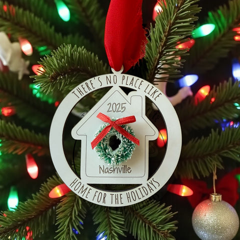 Home for the Holidays Ornament – Custom City, State, or Zip Code 2025