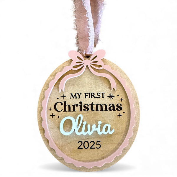 Personalized My First Christmas Ornament 2025 – Baby’s First Christmas Gift