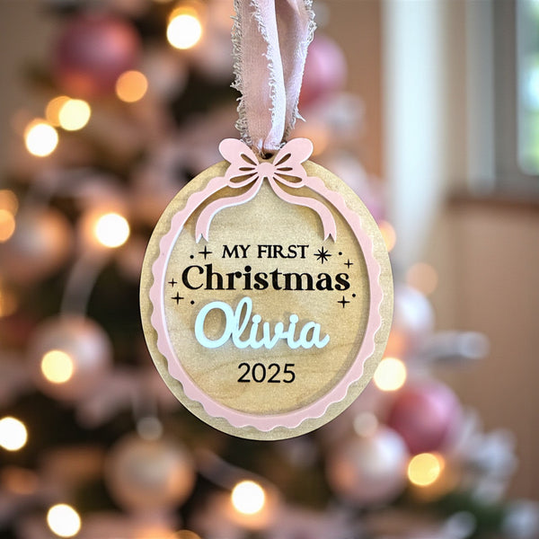 Personalized My First Christmas Ornament 2025 – Baby’s First Christmas Gift