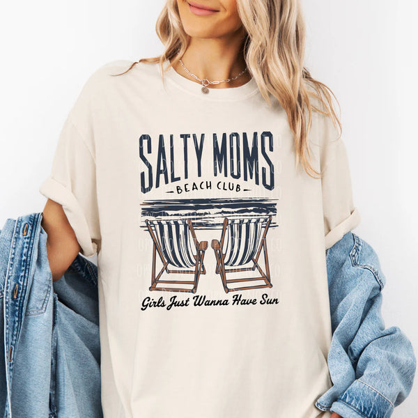 Mother’s Day Gift, Funny Mom Shirt, Salty Moms Tee, Beach Mom T-Shirt, Girls Just Wanna Have Sun, Summer Mom Tee, Mom Life Shirt, Beach Club Shirt, Vacation Shirt for Moms, Cute Mom Shirt