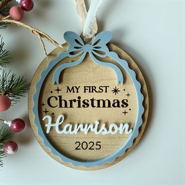 Personalized My First Christmas Ornament 2025 – Baby’s First Christmas Gift