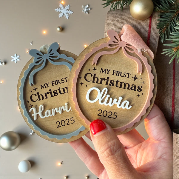 Personalized My First Christmas Ornament 2025 – Baby’s First Christmas Gift
