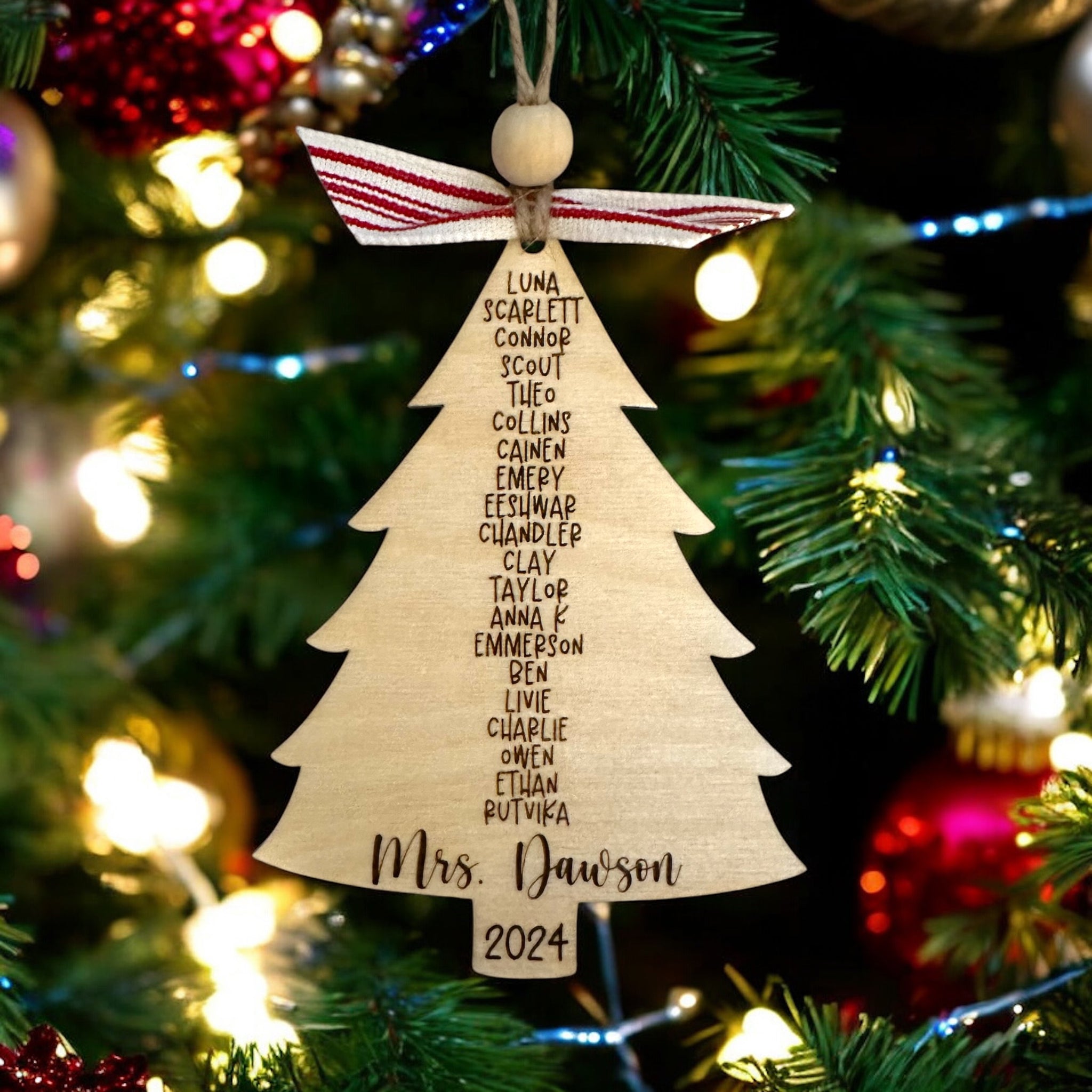 Personalized Teacher Ornament, Teacher Class List Ornament, Teacher Christmas Gifts, Thank You Teacher Ornament