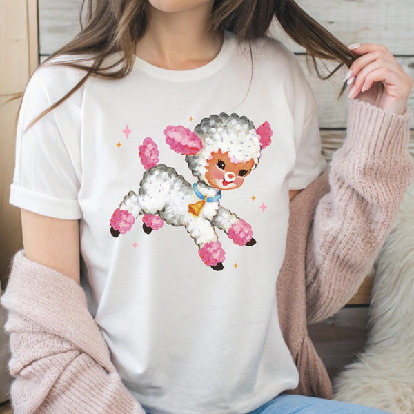 Cottagecore, grandmacore, lamb shirt, retro spring tee, vintage inspired spring apparel, silly goose