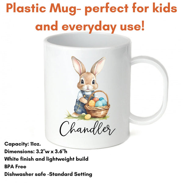 Personalized Easter Bunny Mug, Custom Cute Rabbit Childs Cup, Easter Mug, Kids Enamel Mug, Unbreakable Mug For Child, Easter Basket Filler