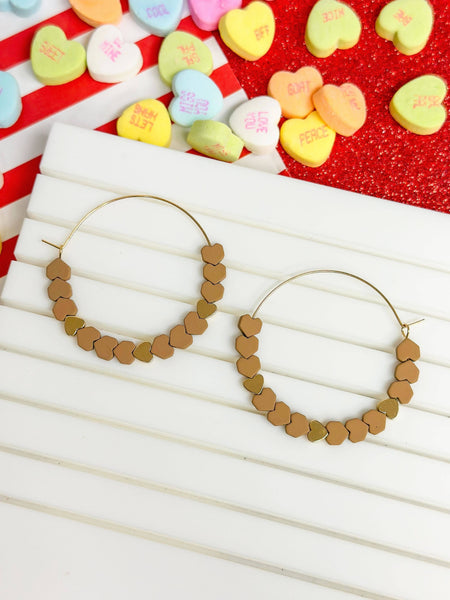 Prep Obsessed Wholesale - Heart-Bead Chevron Hoop Earrings: Multi