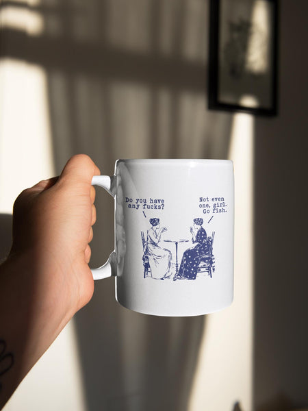 Do You Have Any F*cks? Go Fish Girl Mug - Birthday gift for her -  Funny gift for woman  - Vintage Retro Cuss Words F word - Gift for Women