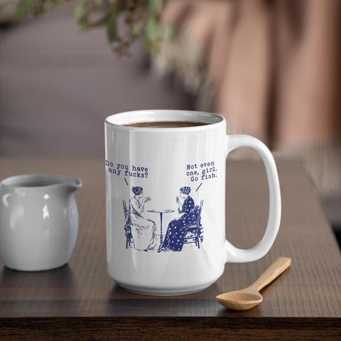 Do You Have Any F*cks? Go Fish Girl Mug - Birthday gift for her -  Funny gift for woman  - Vintage Retro Cuss Words F word - Gift for Women