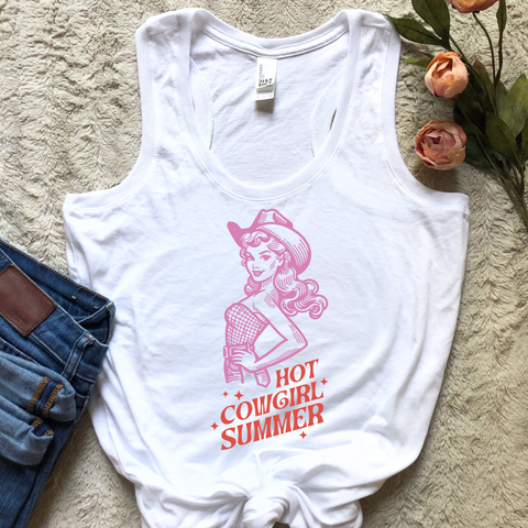 Hot Cowgirl Summer Tank Top- Vintage Vibe Womens Tank