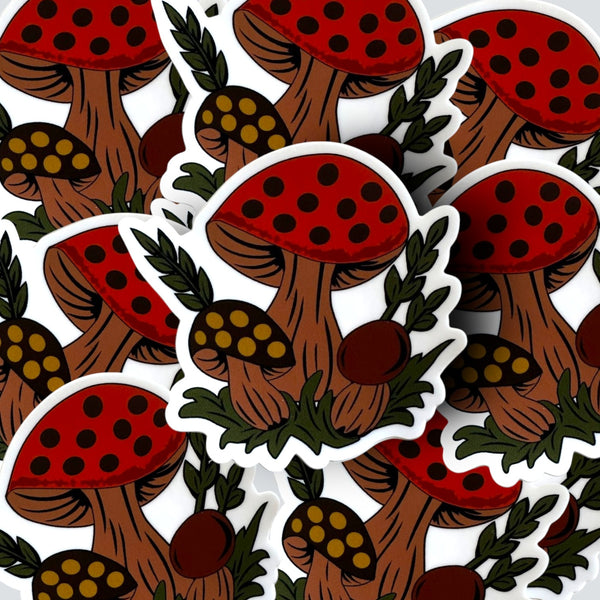 Pyrex Design Merry Mushroom Sticker