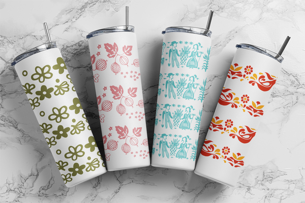 Pyrex Inspired Tumbler: Retro Floral Stainless Steel Drinkware- choose design