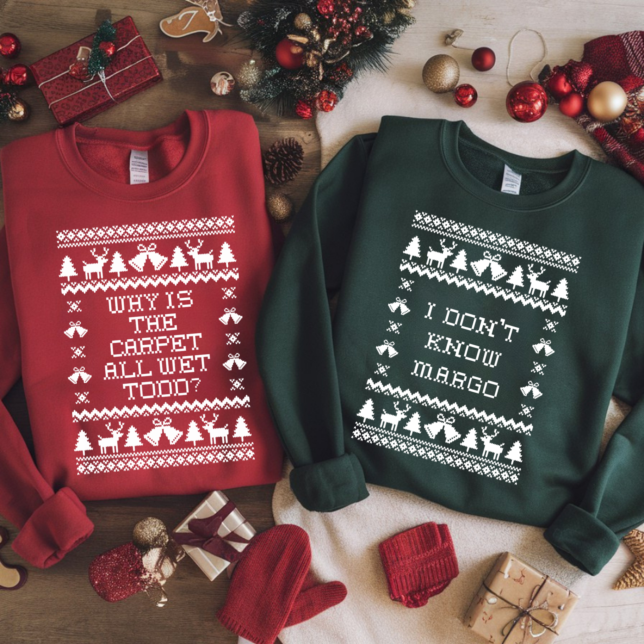 National Lampoons Todd and Margo Matching Funny Christmas Sweatshirts