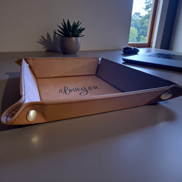 Keys Wallet Phone Leatherette Valet Tray