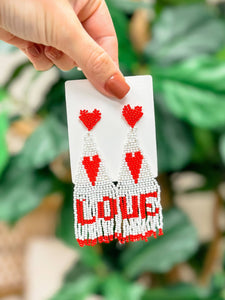 Prep Obsessed Wholesale - 'LOVE' Fringe Dangle Earrings