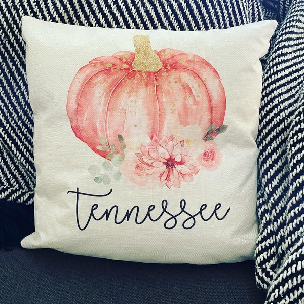 Personalized Subtle Glitter Pumpkin Throw Pillow Cover