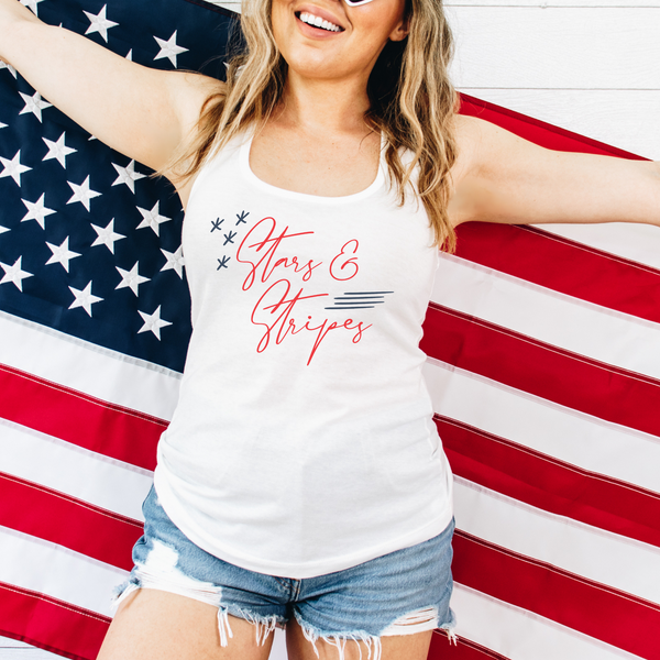 Stars and Stripes Tank Top- 4th of July Tee