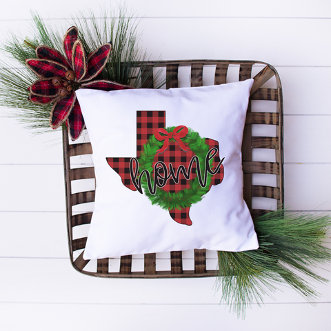 texas holiday pillow, home pillow, home christmas decor, buffalo plaid pillow, holiday decor
