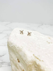 Prep Obsessed Wholesale - Glitzy Airplane Stud Earrings: Gold
