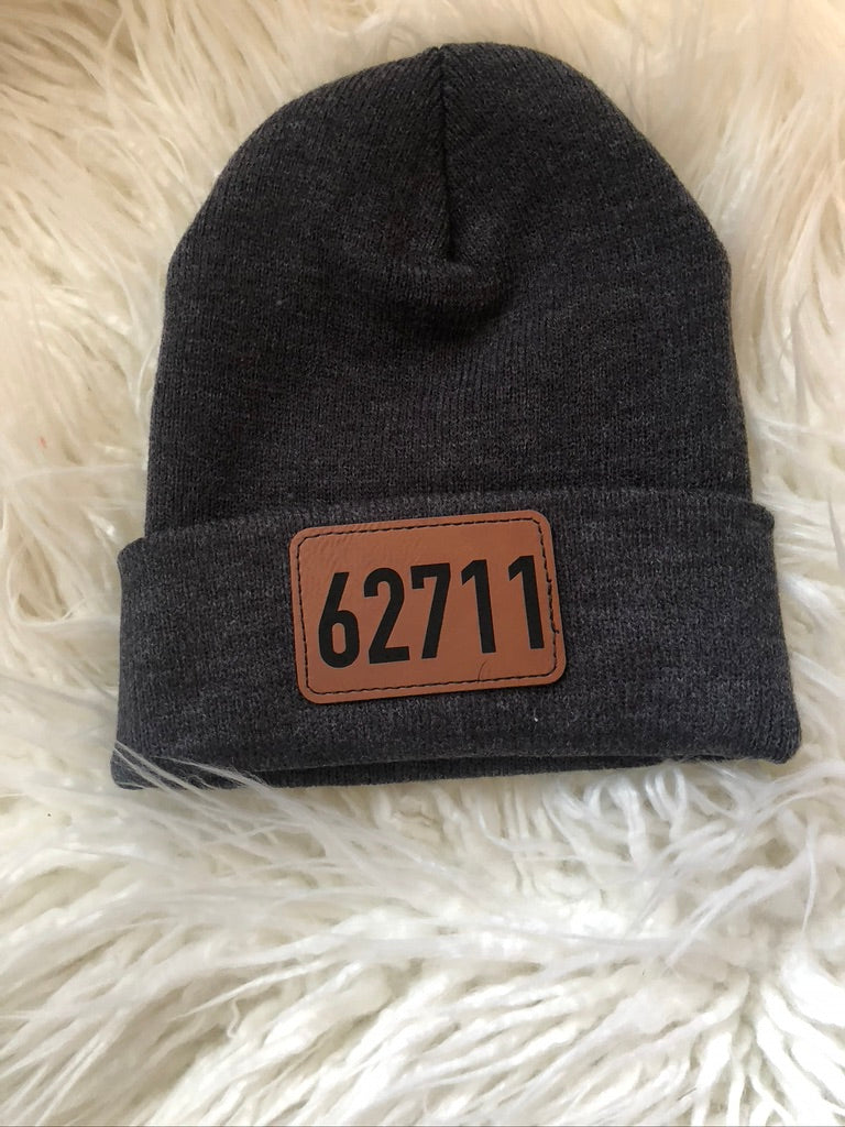 Sustainable Custom Patch Beanie initials Leather Leatherette Vegan Laser Engraved Customized Monogram Winter Hat Logo Swag Rivet Tag Hat Rust / Black/