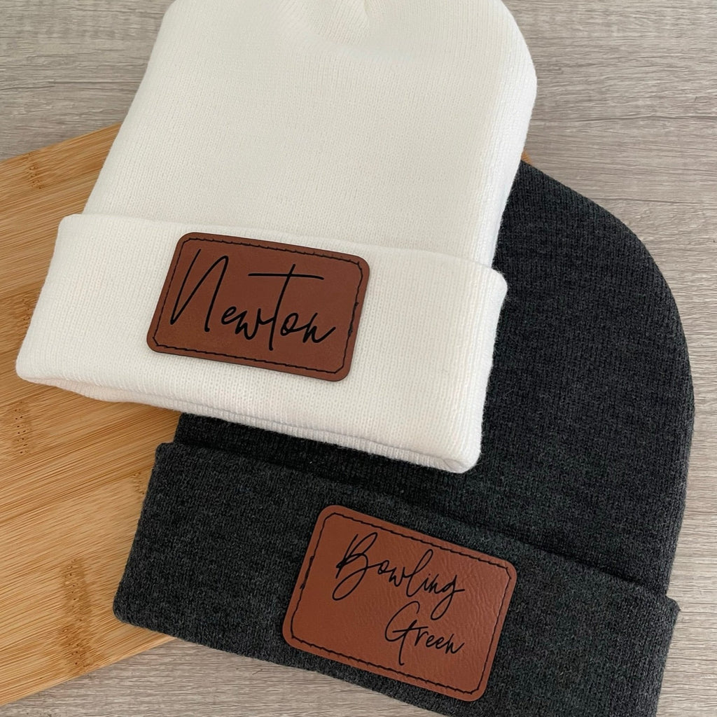 Custom leather patches, patches for caps, leather hat patch, beanie pa –  Thompson Engraving