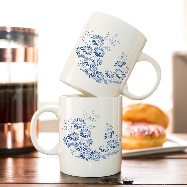 Pyrex Inspired Colonial Mist Design Ceramic Mug