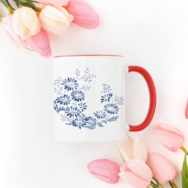 Pyrex Inspired Colonial Mist Design Ceramic Mug