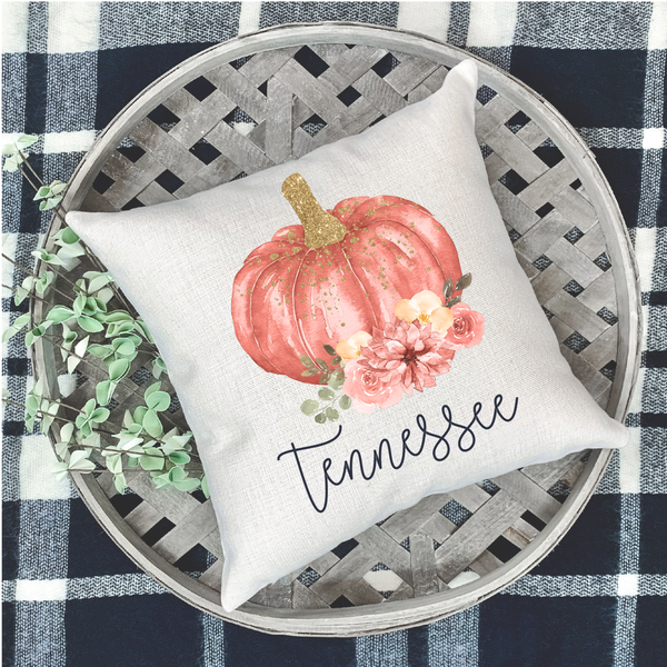 Personalized Subtle Glitter Pumpkin Throw Pillow Cover