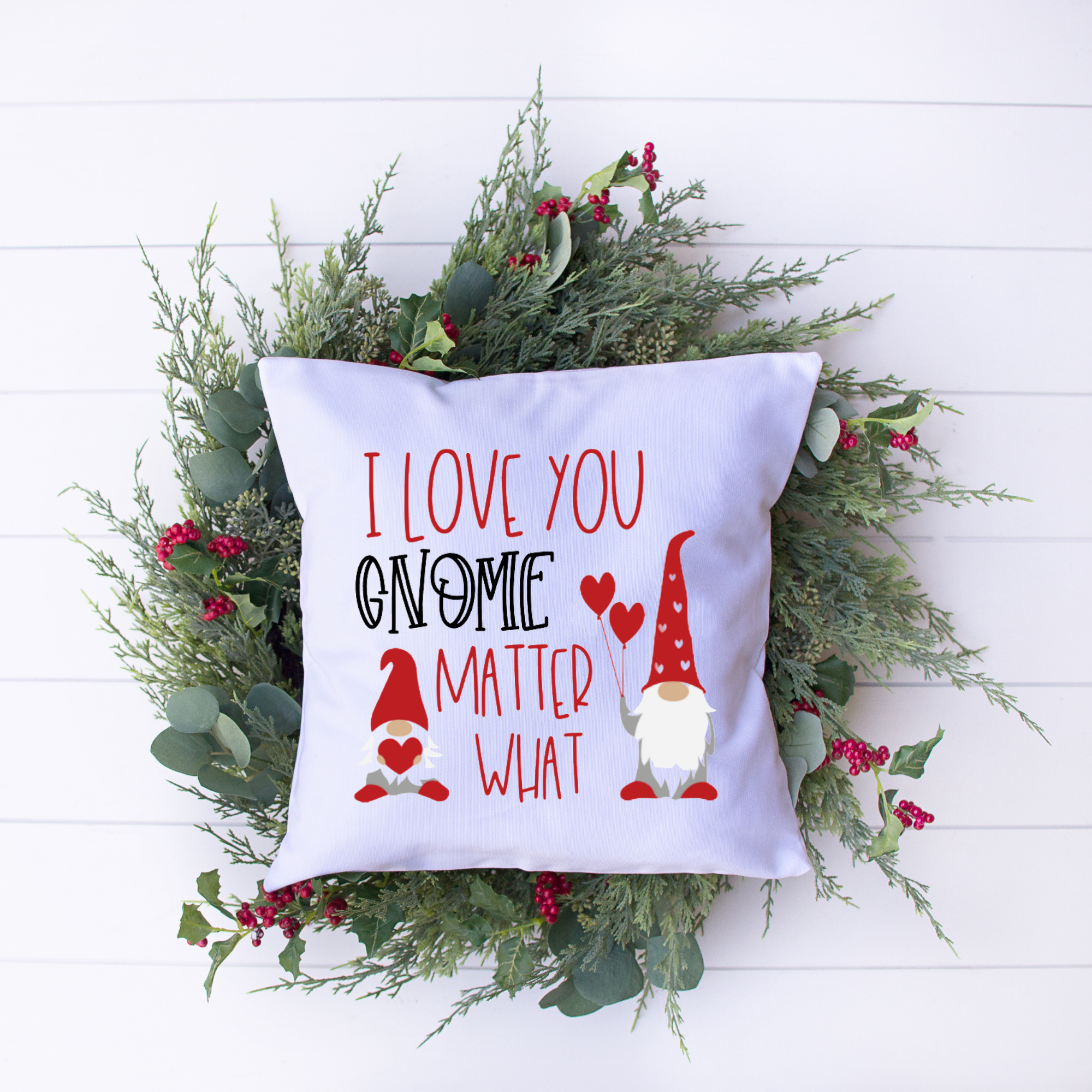 Valentine Gnome Throw Pillow Cover