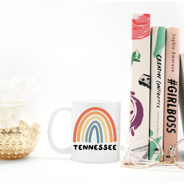rainbow personalized mug, custom mug, rainbow boho gift, personalized gift