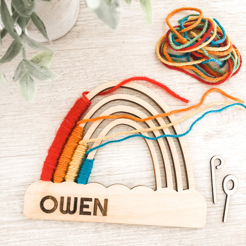 Personalized Child/Adult Rainbow DIY Yarn Wrap Craft - Level Easy