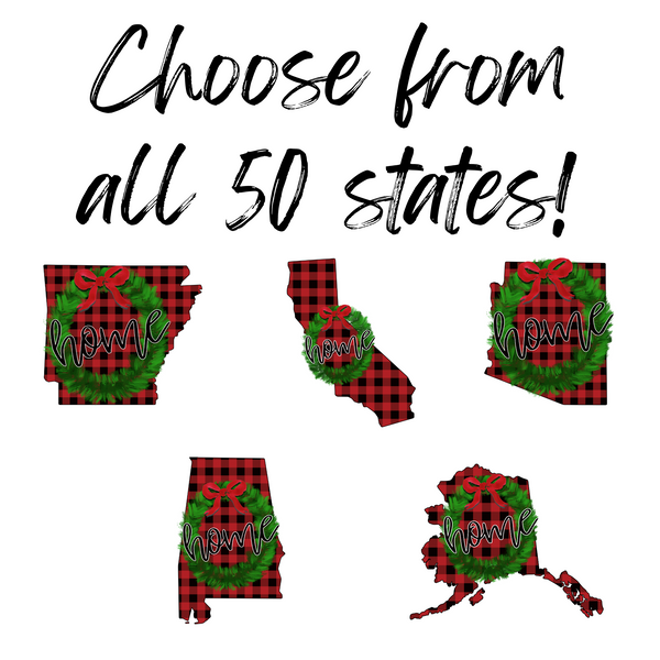 Christmas Customizable Home State Throw Pillow Cover