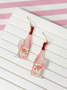 Prep Obsessed Wholesale - Wine Bottle Dangle Earrings - Rose