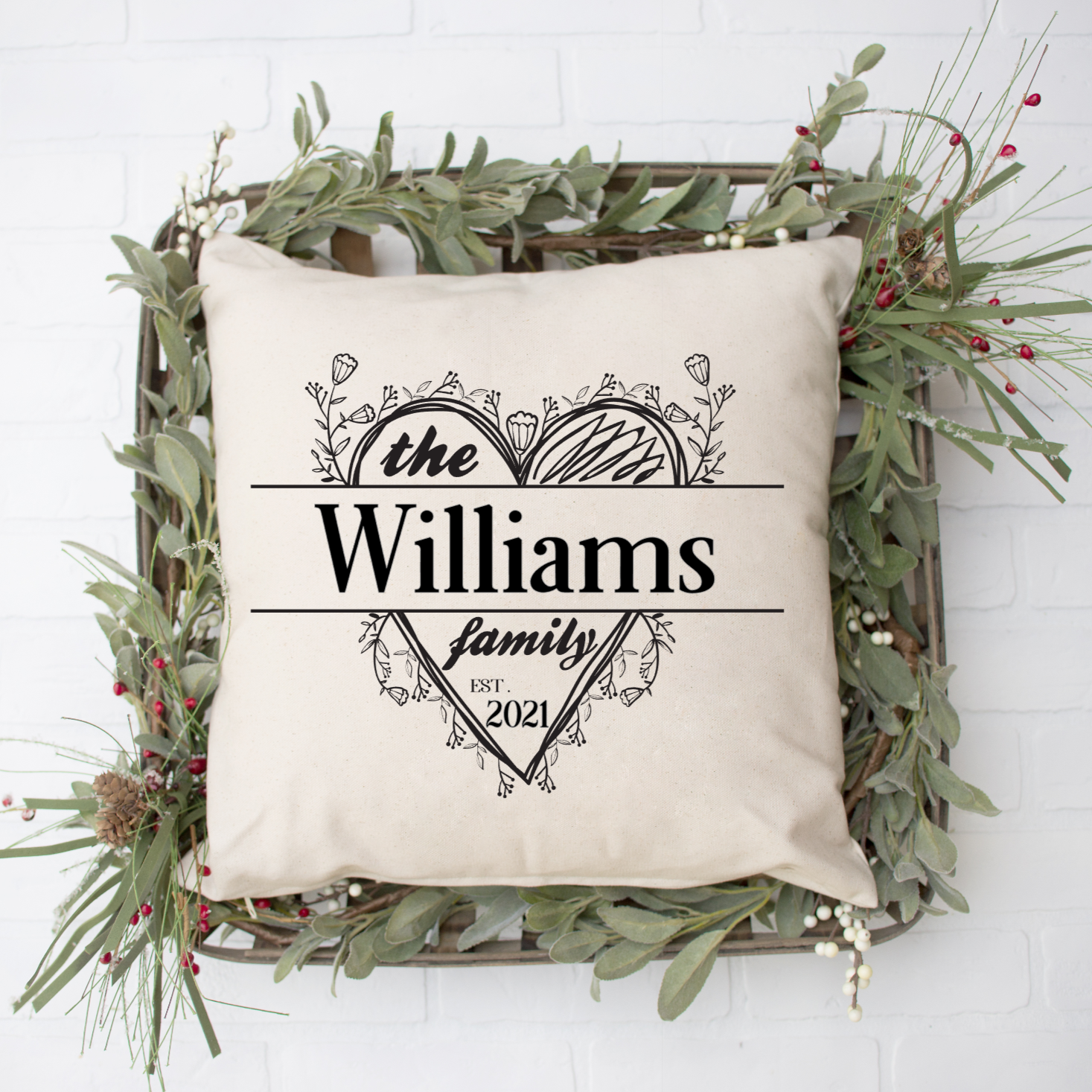 Pillow Throw Cover Family name and Est Date