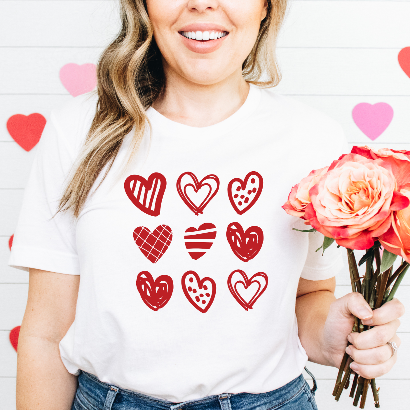 Nine Hearts Valentine Long-Sleeved or T-Shirt or Tank Top