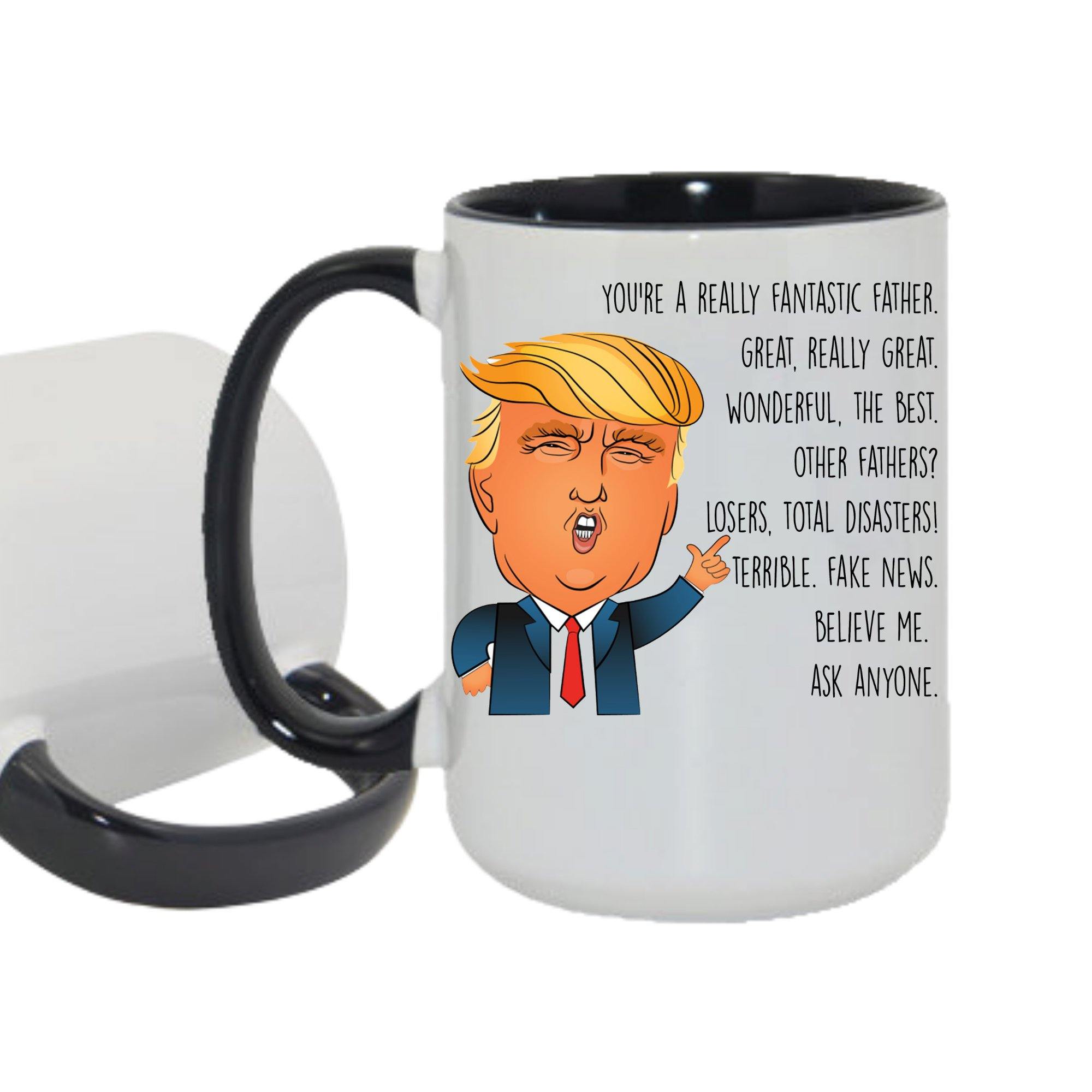 Funny Dad Trump Ceramic Mug with Travel Tumbler Option – With Love