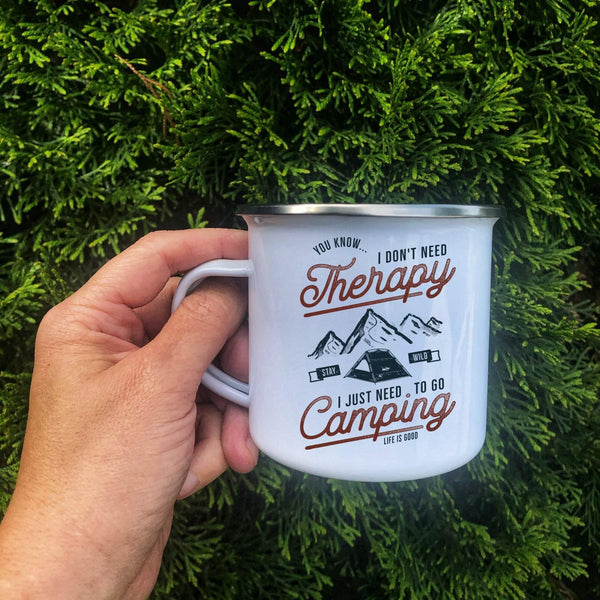 Camping is my Therapy Enamel Camp Tin Mug - With Love Louise