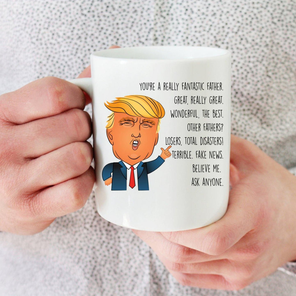Funny Dad Trump Ceramic Mug with Travel Tumbler Option – With Love