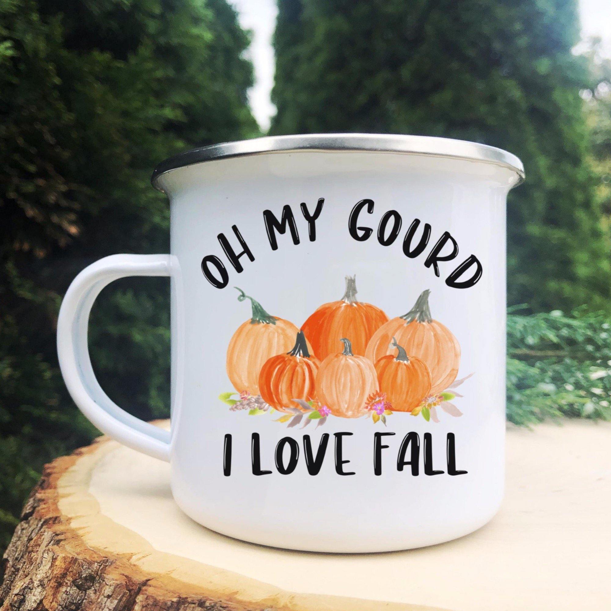 Oh My Gourd Fall Campfire Enamel Mug