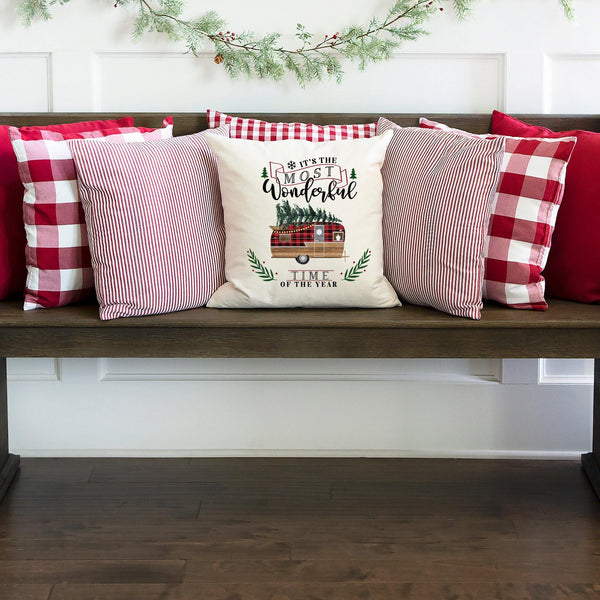 Christmas Camper Throw Pillow Cover