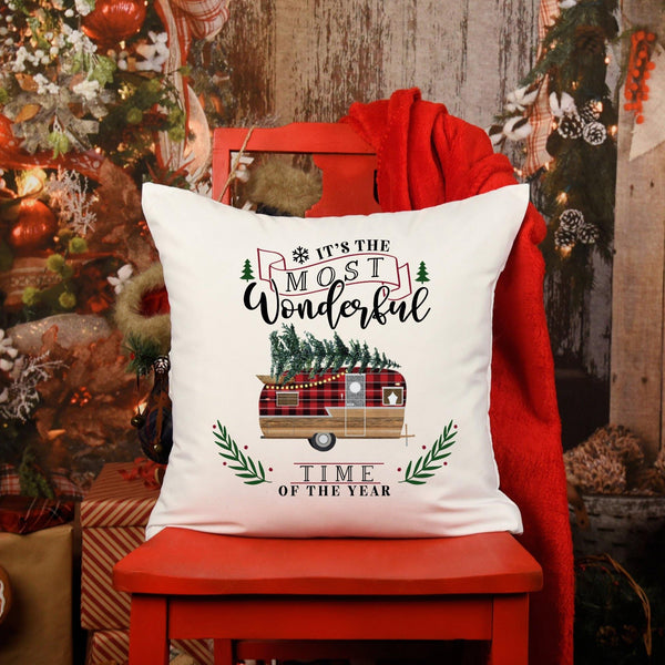 Christmas Camper Throw Pillow Cover