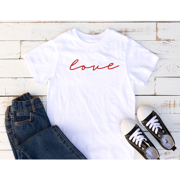 Love Cursive Valentines Kids Shirt