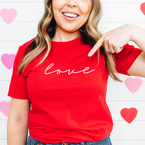 Love Cursive Style Valentine T-Shirt or Tank