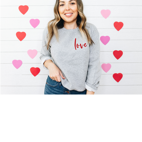 Love Pocket Print Valentine Sweatshirt