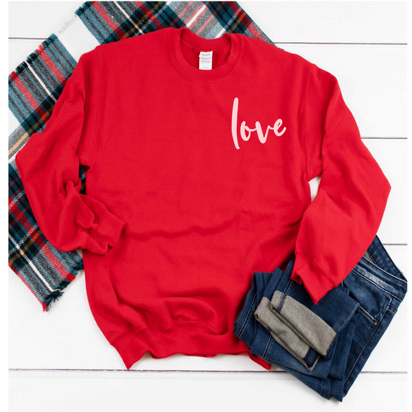 Love Pocket Print Valentine Sweatshirt