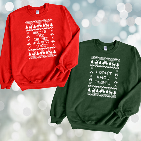 National Lampoons Todd and Margo Matching Funny Christmas Sweatshirts