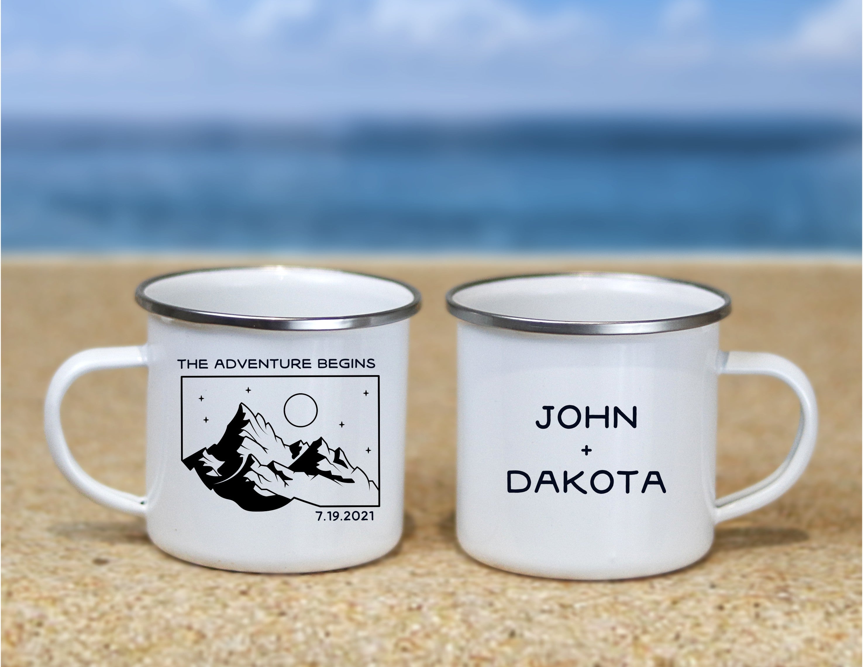 Personalized Wedding Enamel Camping Enamel Mug Set – With Love Louise