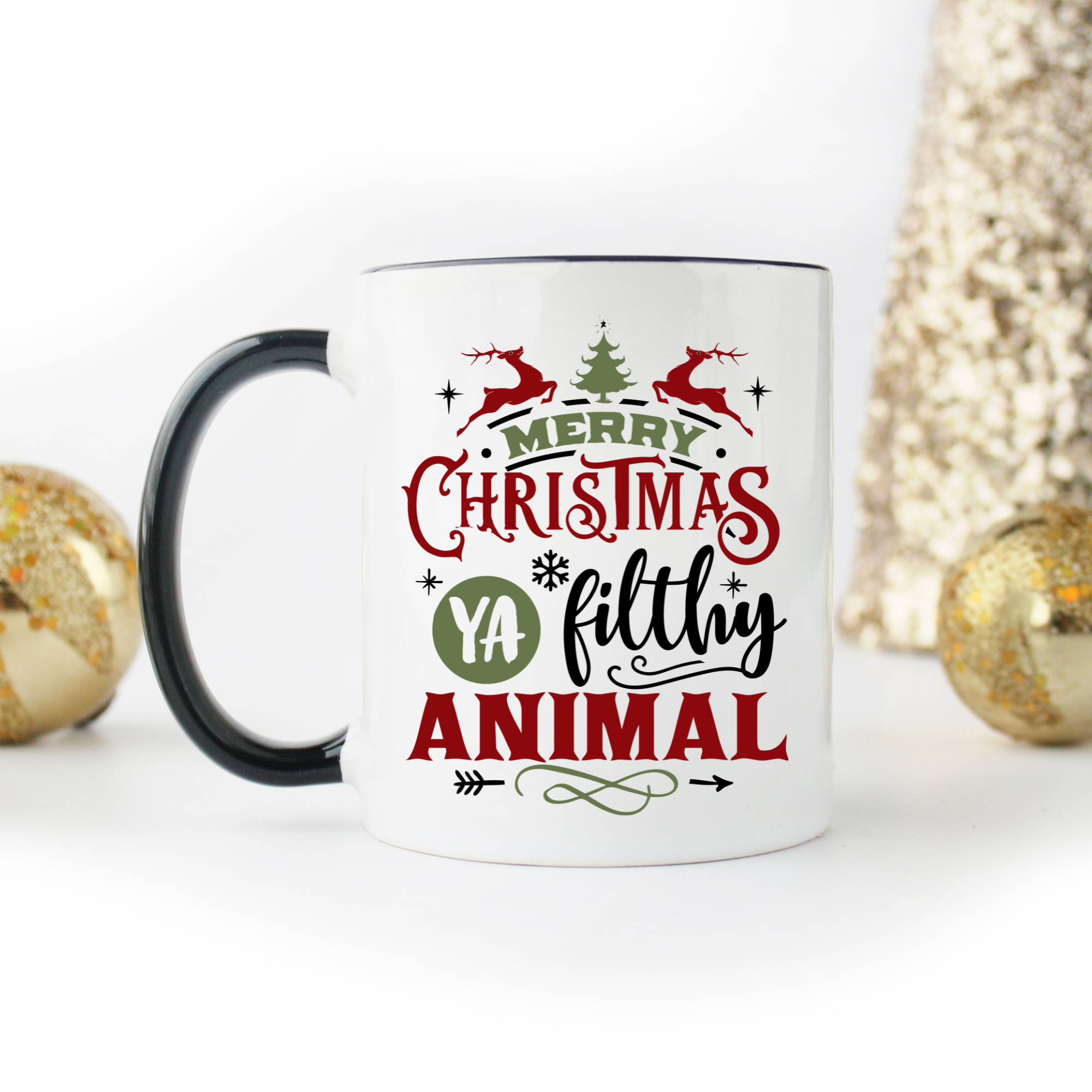 Merry Christmas Ya Filthy Animal Travel Coffee Mug – Turquoise and Tequila